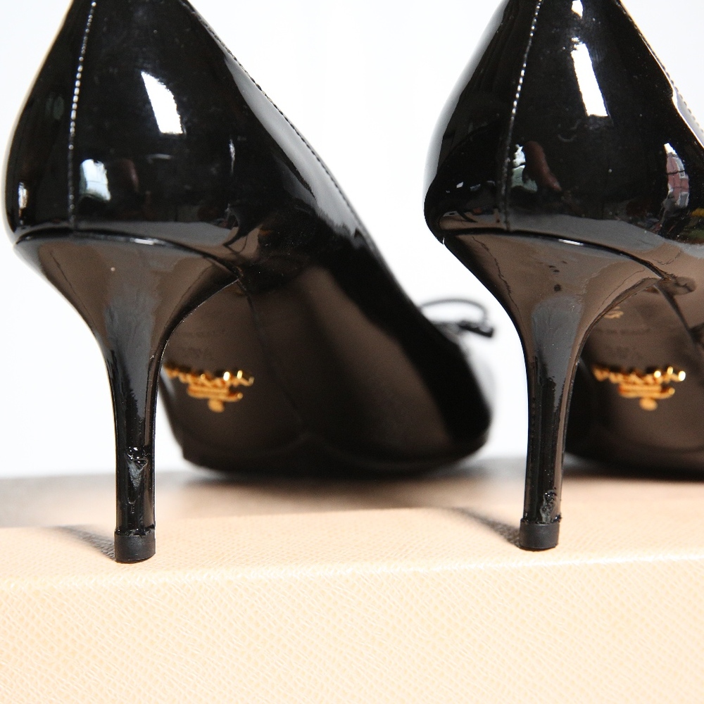 Authentic Prada Vernice Nero Black Heels 36.5 - Picture 2 of 8